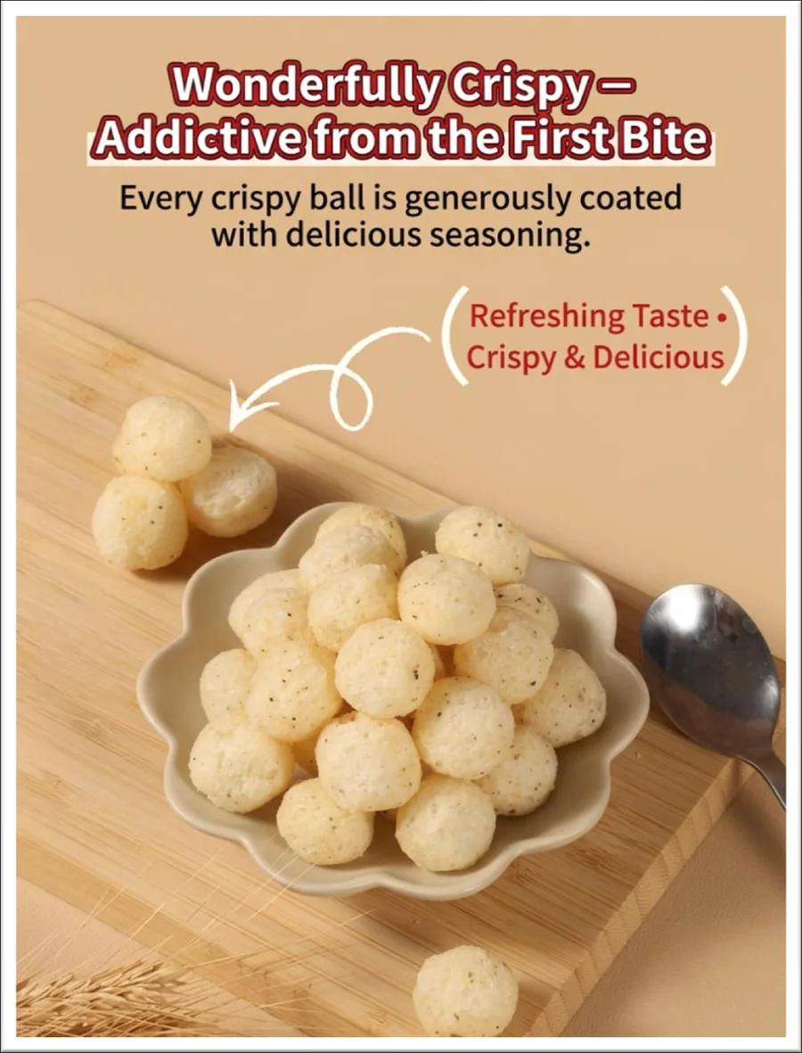 Wonderfully crispy corn balls coated with seasoning
