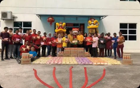 Company team gathered for an opening ceremony